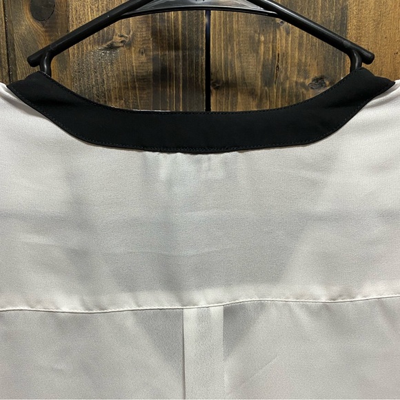 BCX Blouse Light Weight Sheer Partial Zip Blouse Top Shirt Size Small White - Picture 8 of 16